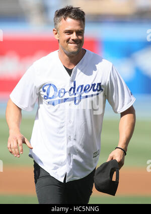 Celebrities attend the Los Angeles Dodgers game. The Dodgers defeated