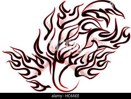 abstract tattoo flames isolated on white background Stock Vector
