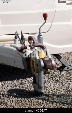 Caravan Hitch and Jockey Wheel Stock Photo