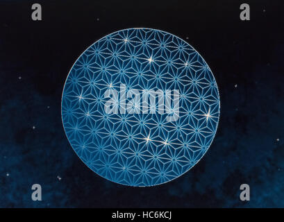 Computer generated circle containing triangles. Shot of image on screen Stock Photo
