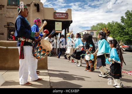 Santa Fe, New Mexico, United States. Indian Market, Hopi dancers. Stock Photo
