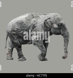 Elephant low poly design. Triangle vector illustration Stock Vector
