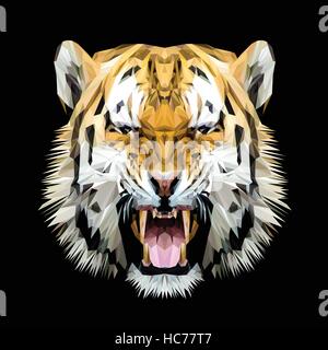 Tiger low poly design. Triangle vector illustration Stock Vector