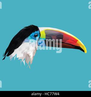 Toucan bird low poly design. Triangle vector illustration Stock Vector