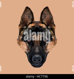 German Shepherd dog low poly design. Triangle vector illustration Stock Vector