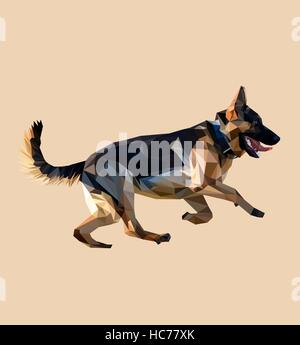 German Shepherd dog low poly design. Triangle vector illustration Stock Vector