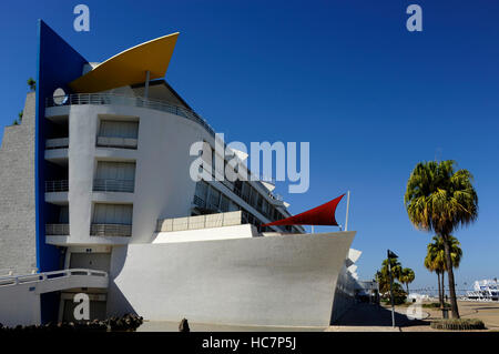 Cruise ship apartment building, Troufa Real architect, Passeio Neptuno, Parque das Nacoes, Nation's Park, Lisbon, Portugal Stock Photo