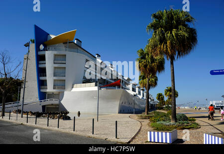 Cruise ship apartment building, Troufa Real architect, Passeio Neptuno, Parque das Nacoes, Nation's Park, Lisbon, Portugal Stock Photo