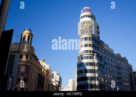 Wide angle view of Capitol building in Madrid (Spain). Stock Photo