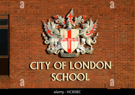 City of London School sign and coat of arms England UK Stock Photo ...