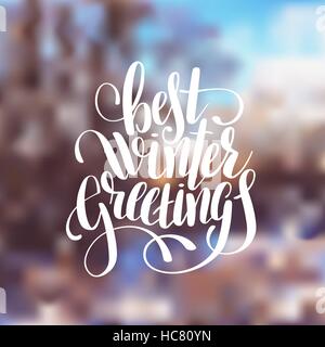 hand lettering written best winter greetings holiday quote Stock Vector ...