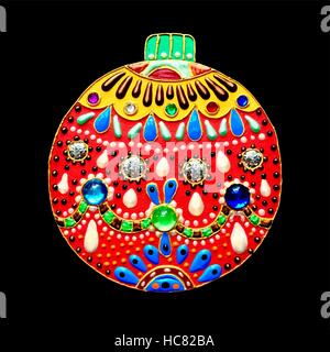 original handmade red christmas ball decoration isolated on blac Stock Vector