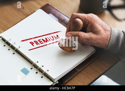 Premium Quality Value Guarantee Worth Standard Concept Stock Photo