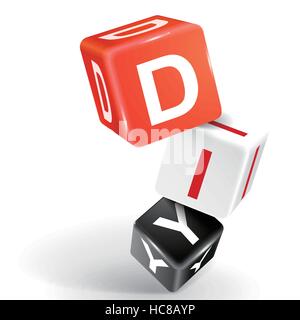 vector 3d dice with word DIY do it yourself on white background Stock Vector