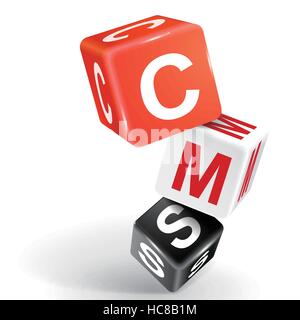 vector 3d dice with word CMS content management system on white background Stock Vector
