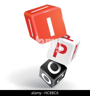 vector 3d dice with word IPO initial public offering on white background Stock Vector