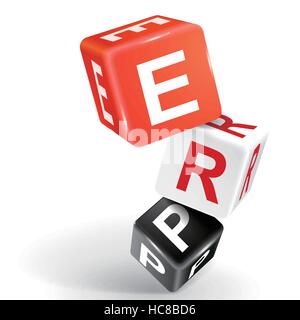 vector 3d dice with word ERP Enterprise Resource Planning on white background Stock Vector