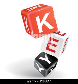 vector 3d dice with word KEY on white background Stock Vector