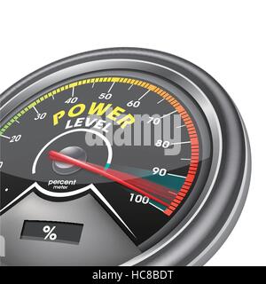 power level conceptual indicator meter isolated on white background Stock Vector