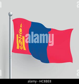 3d vector Mongolia flag blowing in a breeze Stock Vector