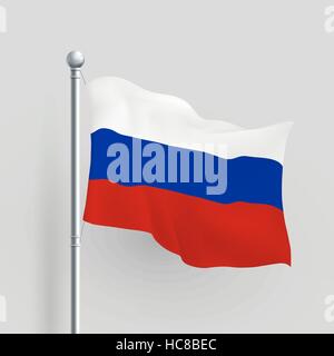 3d vector Russia flag blowing in a breeze Stock Vector