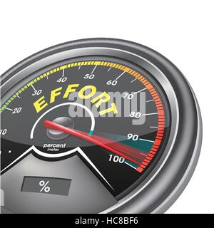 effort conceptual meter indicate hundred percent, isolated on white background Stock Vector