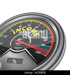 income raise conceptual meter, isolated on white background Stock Vector