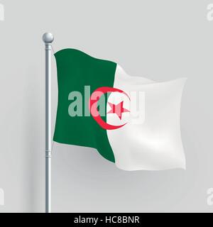 3d vector Algeria flag blowing in a breeze Stock Vector