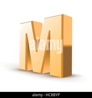 3d golden letter M isolated white background Stock Vector