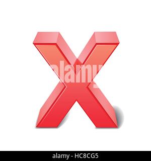 3d red letter X isolated on white background Stock Vector