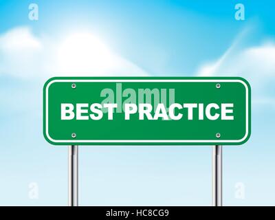 3d best practice road sign isolated on blue background Stock Vector