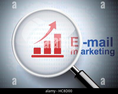 magnifying glass with growth graph icon for marketing concept Stock Vector