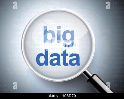 magnifying glass with words big data on digital background Stock Vector