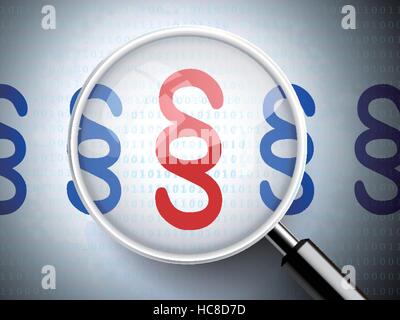 magnifying glass with paragraph icons on digital background Stock Vector
