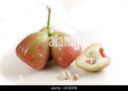 green rose apple (chomphu) isolated on white background. Fruit heart shape. Stock Photo