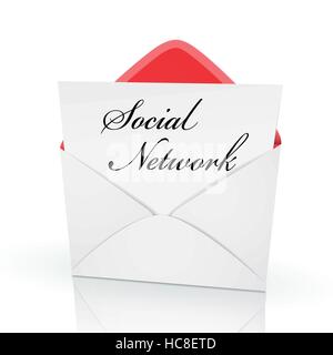 the words social network on a card in an envelope Stock Vector
