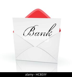 the word bank on a card in an envelope Stock Vector