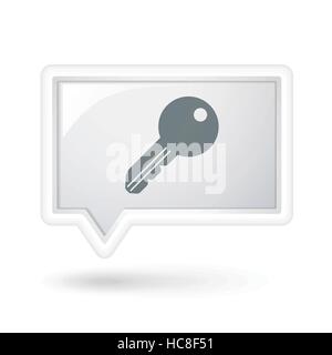 key icon over speech bubble over white Stock Vector