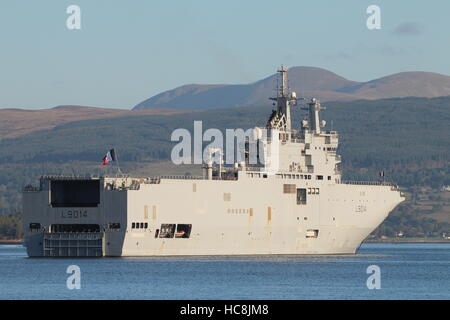 FS Tonnerre (L9014), a Mistral-class assault ship of the French Navy, after arriving for Exercise Joint Warrior 16-2. Stock Photo