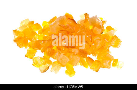 Sweet candied diced citrus peel isolated on a white background Stock Photo