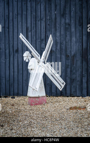 Model of a white smock windmill Stock Photo