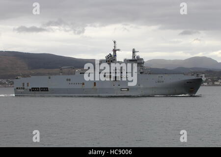 FS Tonnerre (L9014), a Mistral-class amphibious assault ship of the French Navy, arriving for Exercise Joint Warrior 16-2. Stock Photo