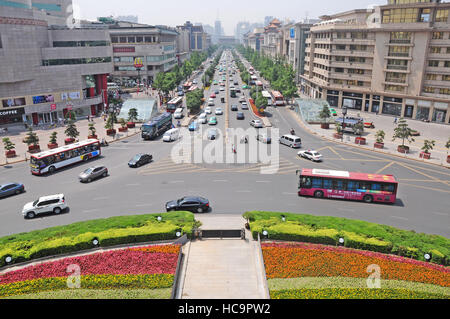 A street view from the Bell Tower in Xi'an, China. Stock Photo