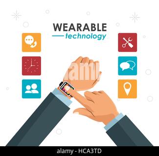 hands businessman wearable technology Stock Vector
