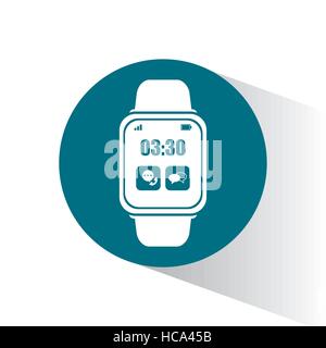 smart watch wearable technology blue circle Stock Vector