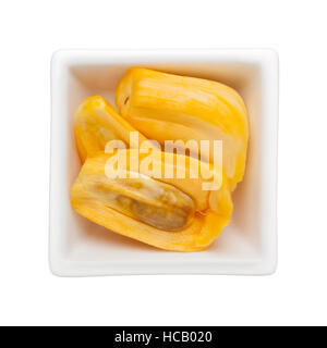 Jackfruit in a square bowl isolated on white background Stock Photo
