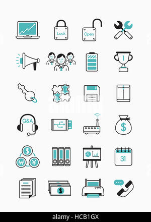 Various line icons related to business Stock Photo