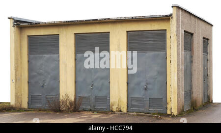 Retro vintage electric transformer station of little village. Isolated on top mass production object Stock Photo