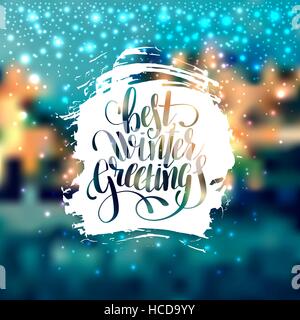 hand lettering written best winter greetings holiday quote Stock Vector ...