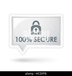 100 percent secure words on a speech bubble over white Stock Vector